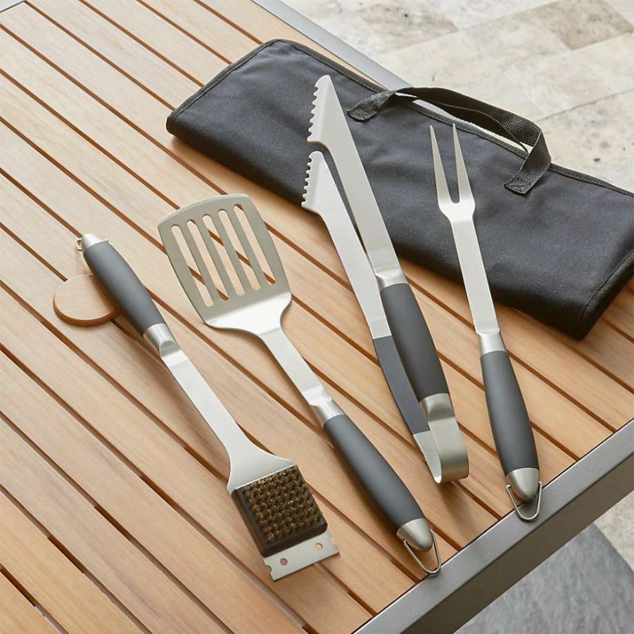 Kitchen * | Online Black-Handled 4-Piece Barbecue Tool Set