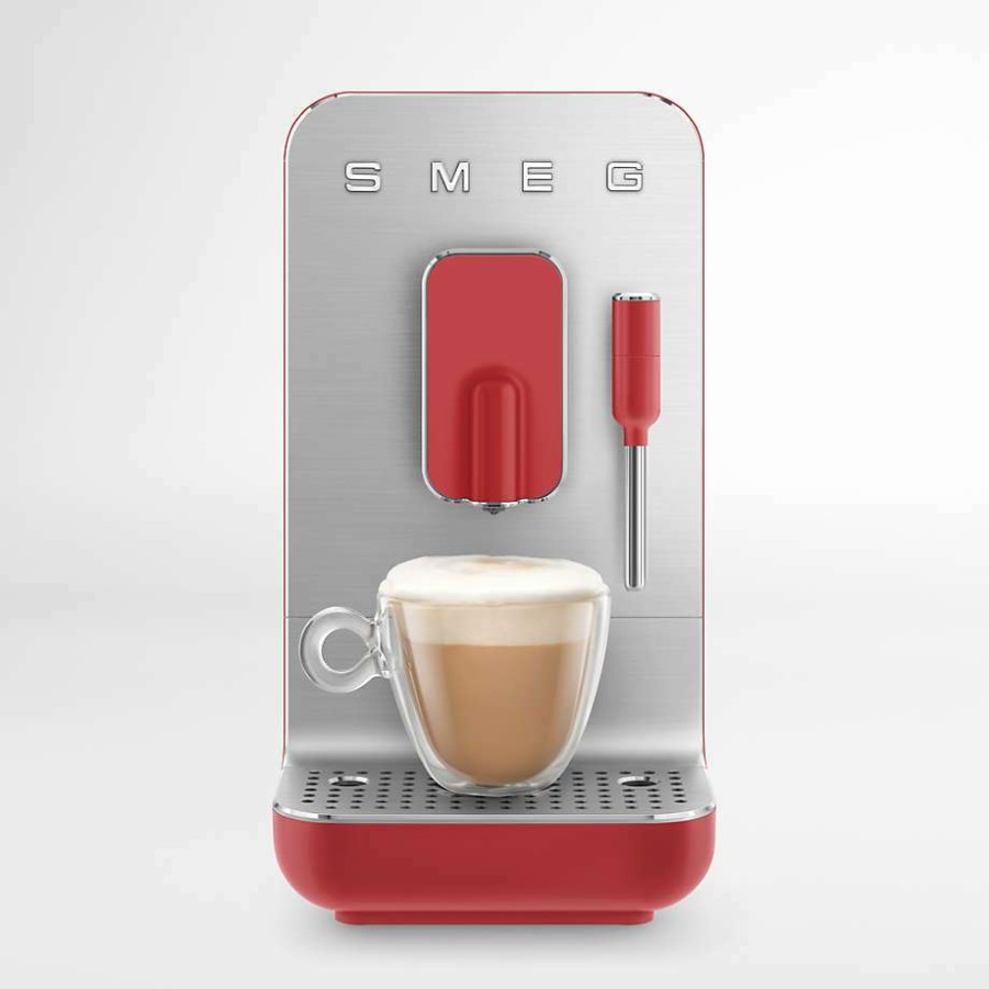 Kitchen * | Discount Smeg Red Automatic Coffee And Espresso Machine With Milk Frother