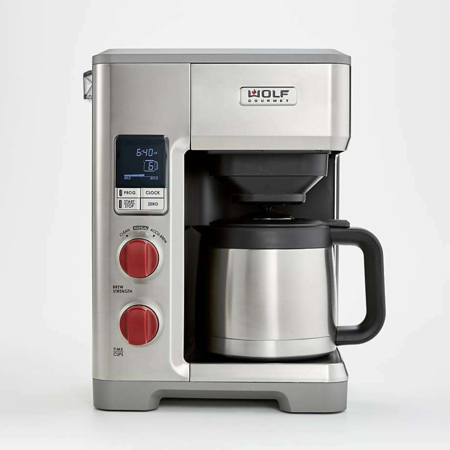 Kitchen * | Free Delivery Wolf Gourmet Automatic Drip Coffee Maker With Red Knobs