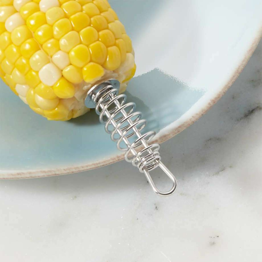 Kitchen * | Online Stainless Steel Spiral Corn Holders, Set Of 10