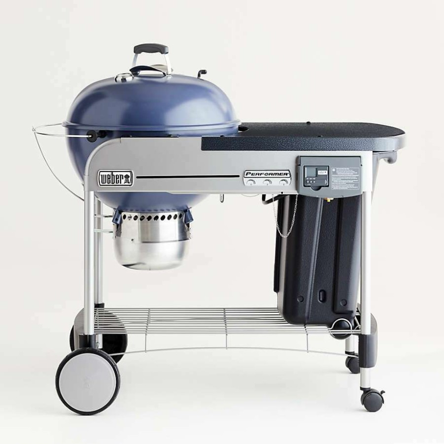 Barbecue & Grilling * | Free Delivery Weber Performer Deluxe Slate Blue Outdoor Charcoal Grill