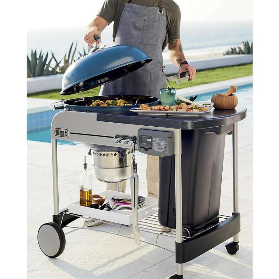 Barbecue & Grilling * | Free Delivery Weber Performer Deluxe Slate Blue Outdoor Charcoal Grill