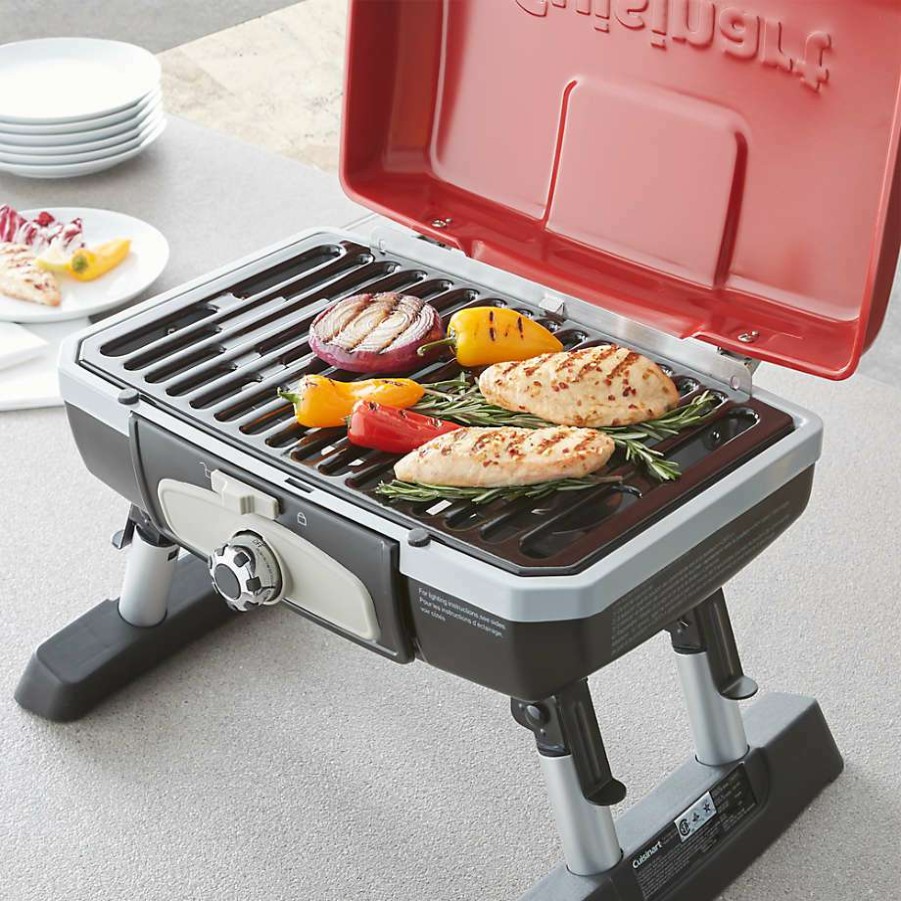 Barbecue & Grilling * | Discount Cuisinart Petite Red Portable Outdoor Propane Gas Grill