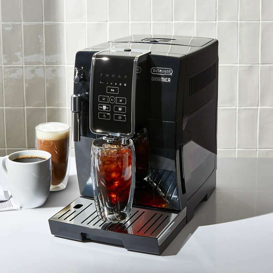 Kitchen * | Discount De'Longhi Black Dinamica Espresso Machine With Iced Coffee And Manual Milk Frother